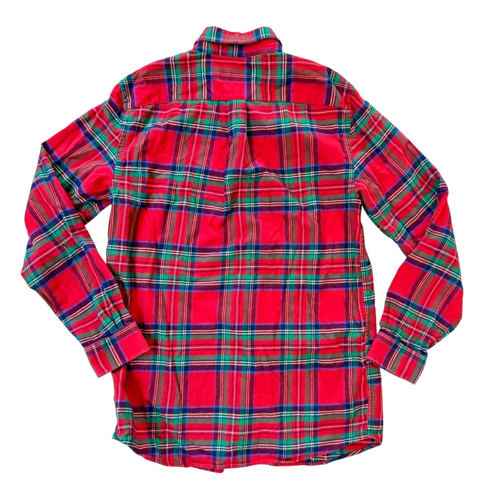 Vineyard Vines Boys Red Plaid Flannel Whale Shirt Long Sleeve Button Down L 16 - Picture 3 of 3